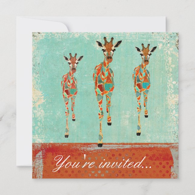 Convite Amber & Azure Girafas (Frente)