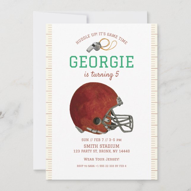 Convite Americano para Futebol | Capacete de futeb (Frente)