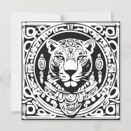 Convite Ancient Mayan Style Jaguar Warrior Tribal Mask Art