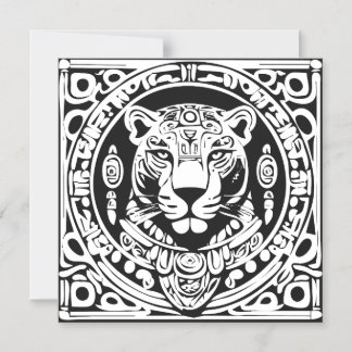 Convite Ancient Mayan Style Jaguar Warrior Tribal Mask Art