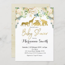 Convite animal do chá de fraldas do safari floral