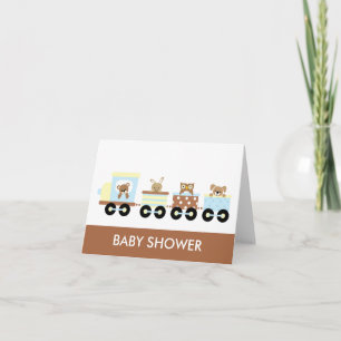 Convite Animal Toy Train Baby Shower Notecards