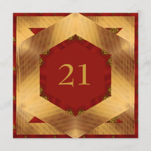 Convite Aniversário Abstrato Vermelho Amarelo