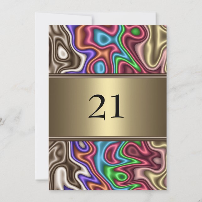 Convite Aniversário Cores Abstratas Seda Falsa (Frente)