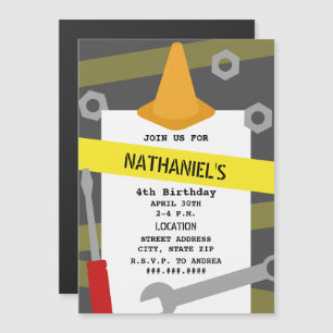 Convite Aniversário da Construção de Fita Cone Caution