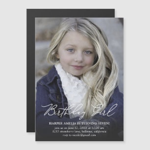 Convite Aniversário da Garota Moderna da Caligrafia