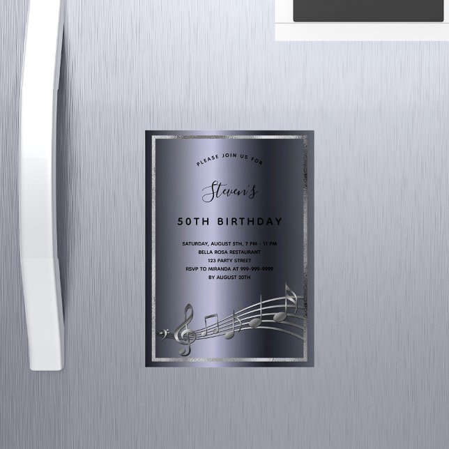 Convite Aniversário das notas de prata escura (Criador carregado)