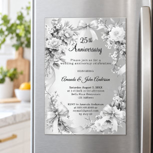 Convite aniversário de 25 anos de casamento flores de prat