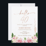 Convite aniversário de 40 anos de Peonies Dourados<br><div class="desc">aniversário de 40 anos de Peonies Dourados rosa de Convite Bright faux caligrafia de ouro rosa alô 40 aniversários com alguns belos peões e um elegante copo de champanhe. Esta design é uma forma doce de convidar convidados para uma celebração de aniversário de 40 anos.</div>