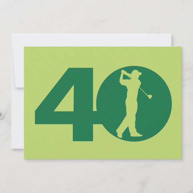 Convite aniversário de 40 anos Verde Golfer (Frente)