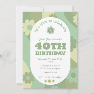 Convite - aniversário de 40 anos - verde retrô sag