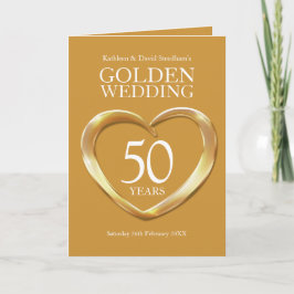 Convite aniversário de 50 anos de casamento corações doura