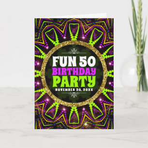 Convite Aniversário de 50 anos divertido Festa de Rave d