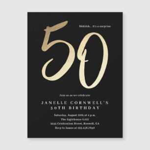 Convite Aniversário de 50 anos em Ouro Minimalista Moderno