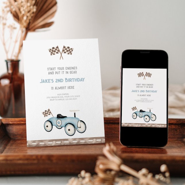 Convite Aniversário De Carro De Raça Adorável (Criador carregado)
