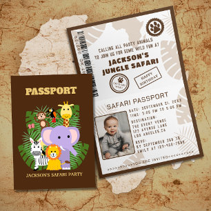 Convite Aniversário de criança de Passaporte Selgle Safari