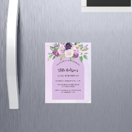 Convite Aniversário de luxo de flores violetas e roxas