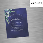 Convite aniversário de luxo marinho azul verde<br><div class="desc">Um fundo azul marinho,  decorado com verde. A cor azul é irregular. Personalize e adicione seu nome e detalhes da festa.</div>