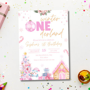 Convite Aniversário de Menina no Inverno Onederland Natal