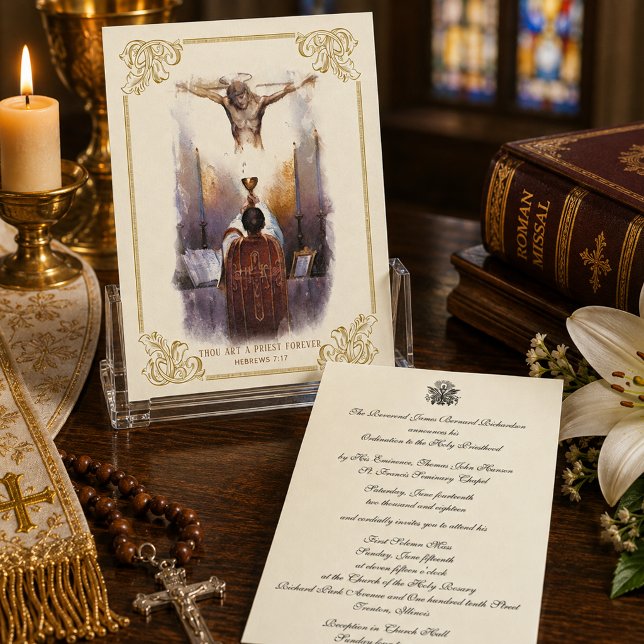 Convite Aniversário de Ordenação de Padre Católico (Criador carregado)