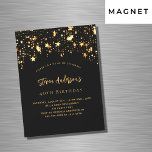 Convite Aniversário de ouro negro celebra festa elegante<br><div class="desc">Um convite de aniversário elegante para homens e mulheres. Fundo preto,  decorado com estrelas ouros. Personalize e adicione seu nome e detalhes da festa.</div>