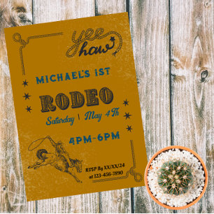 Convite Aniversário de Rodeio de Montaria Western Cowboy