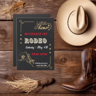 Convite Aniversário de Rodeio de Montaria Western Cowboy