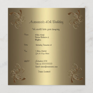 Convite Aniversário Dourado Floral 2