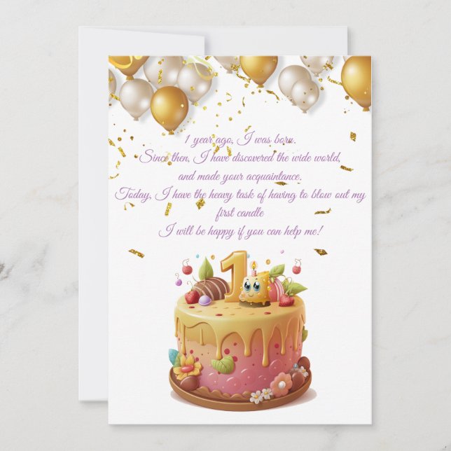 Convite Anniversaire Première bougie (Frente)