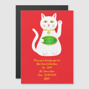 Convite Ano Novo Chinês Personalizado Por Gatos Orientais