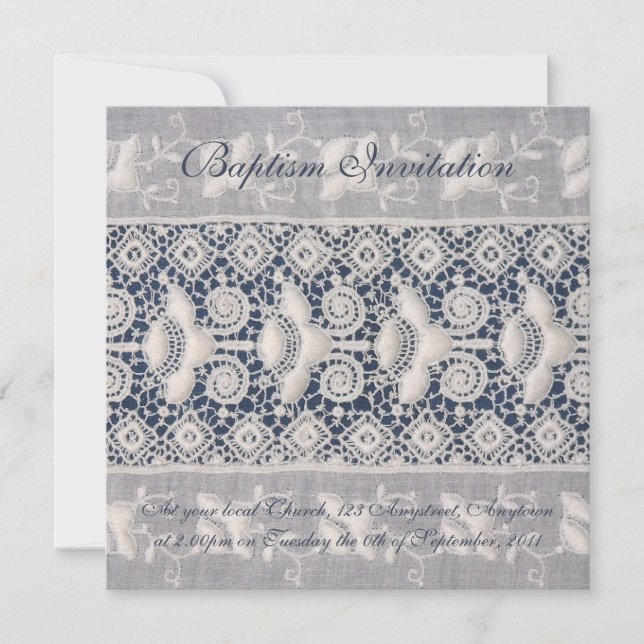 Convite antigo de bordado de batismo (moça) (Frente)