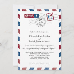 Convite antigo do casamento do correio aéreo