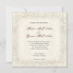 Convite Antiquado de Casamento Rosa vitoriano