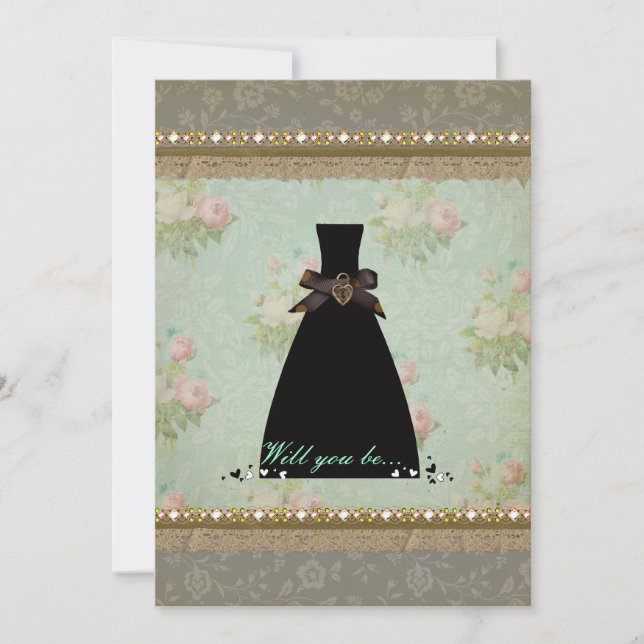 Convite Antiquado Vintage Bridesmaid (Frente)