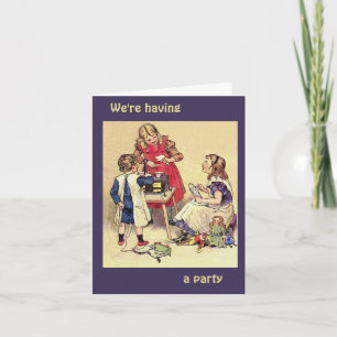 Convite Antique Doll Party Invitation Notecard