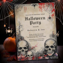 Convite Anual de Festa de Halloween Gótica para Ad