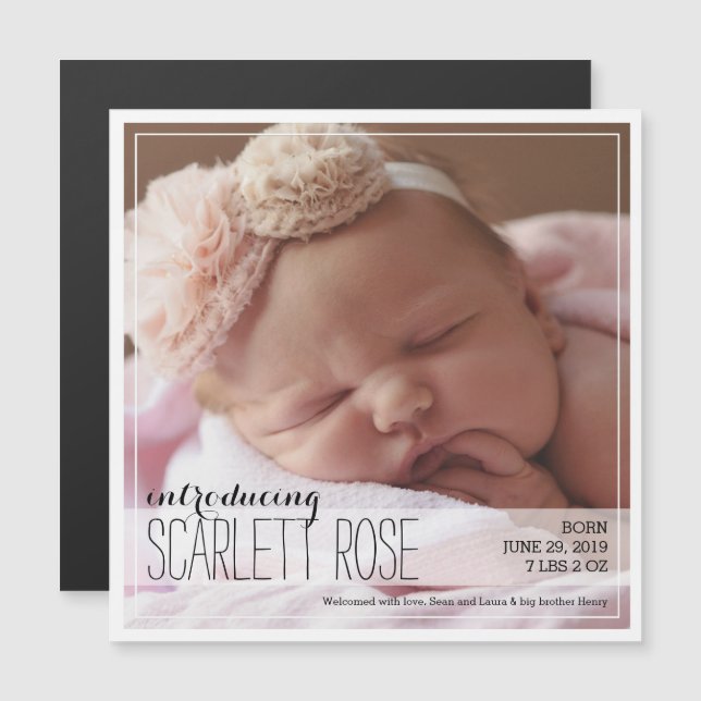 Convite Anúncio de bebê clássico com foto de Cheio doce (Frente/Verso)