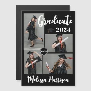 Convite Anúncio de Colagem de Fotos de Graduado com Logoti
