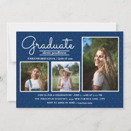Convite Anúncio de Festa de formatura de Foto Azul 3 Moder