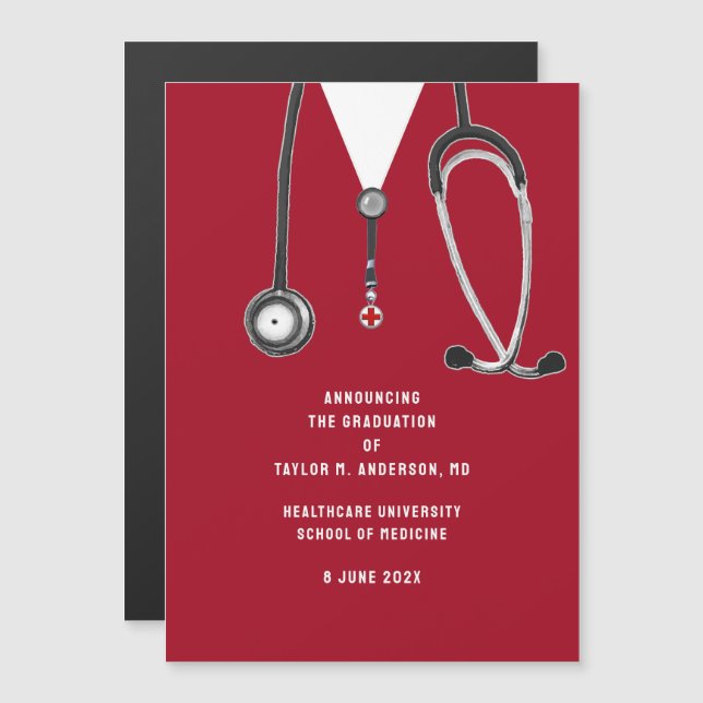 Convite Anúncio de Formatura da Faculdade de Medicina (Frente/Verso)