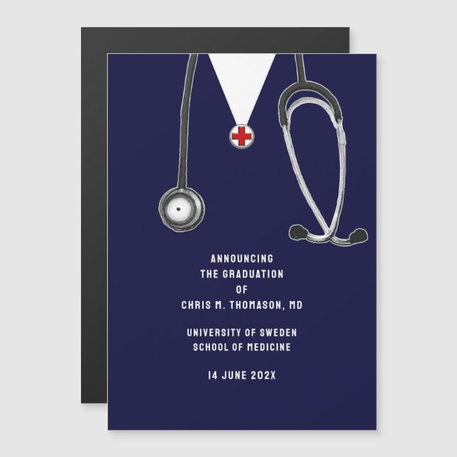 Convite Anúncio de Formatura da Faculdade de Medicina (Frente/Verso)