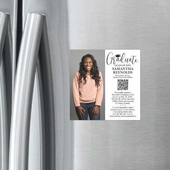 Convite Anúncio de Foto de Graduação Magnética do Código Q (Criador carregado)