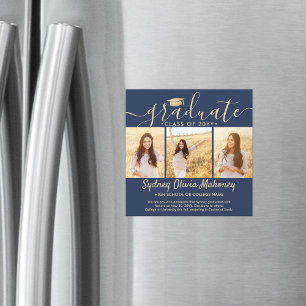 Convite Anúncio de Foto de Marinho Magnético e Graduação D