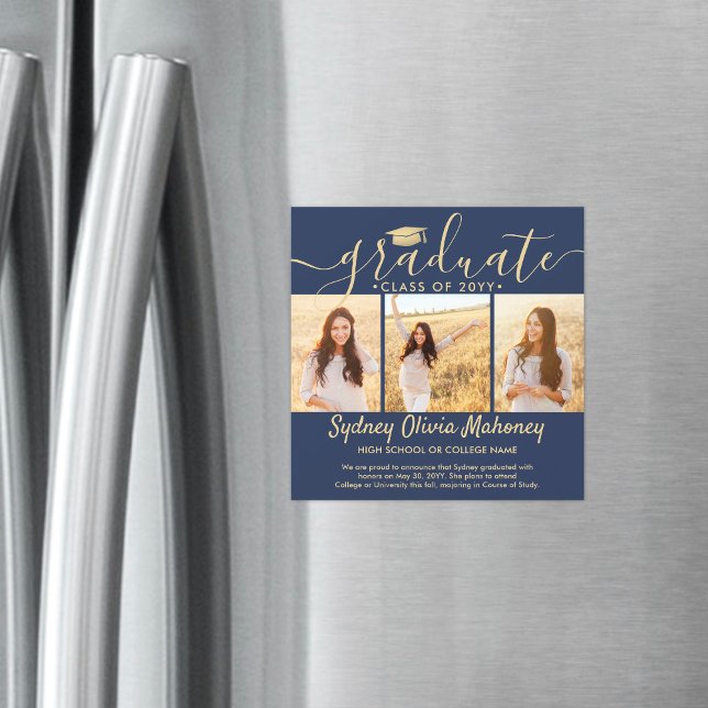 Convite Anúncio de Foto de Marinho Magnético e Graduação D (Criador carregado)