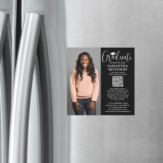 Convite Anúncio de Foto Magnética Preta para Formatação QR (Criador carregado)