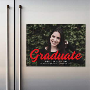 Convite Anúncio de Graduação de Fotos do Script Vermelho N