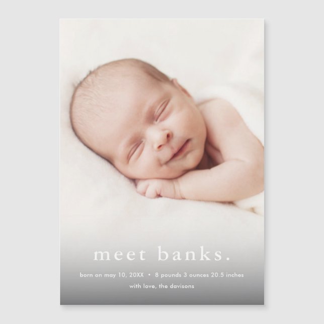 Convite Anúncio de nascimento de foto do Modern Baby 3 (Frente)