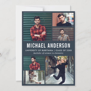 Convite Anúncio do Formando de quadro fotográfico meia-noi