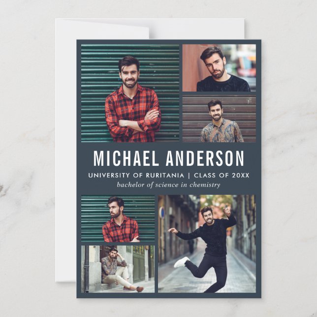 Convite Anúncio do Formando de quadro fotográfico meia-noi (Frente)