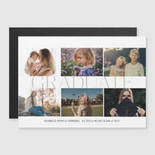 Convite Anúncio do Formando Magnet Multi-Photo then/Now